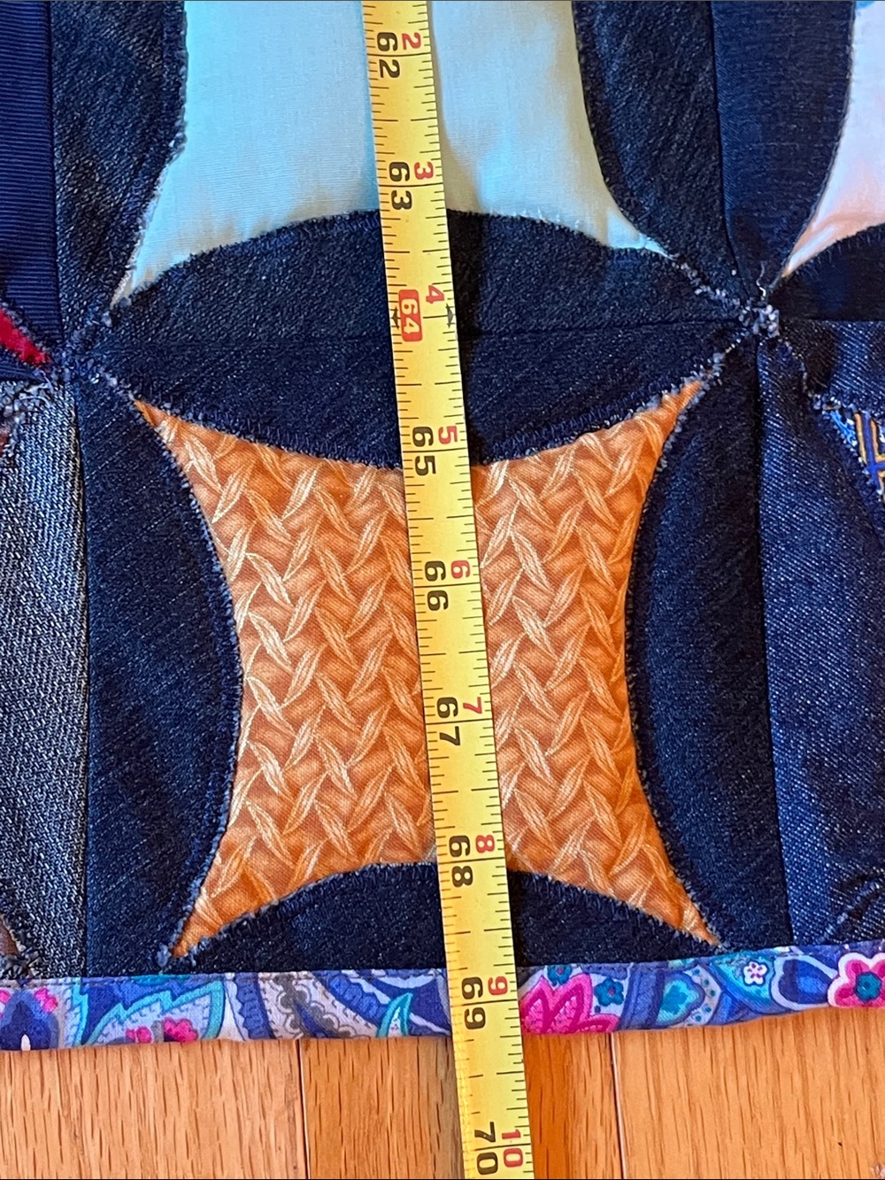 Handmade Multicolor Patchwork Cathedral Window Quilt 
Denim
Reversible - Picture 5 of 10